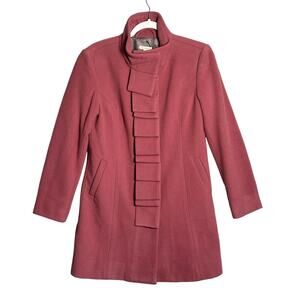 Garnet Hill NWT Sz 4 Long Wool Ruffle Front Coat sophisticated duchess royal